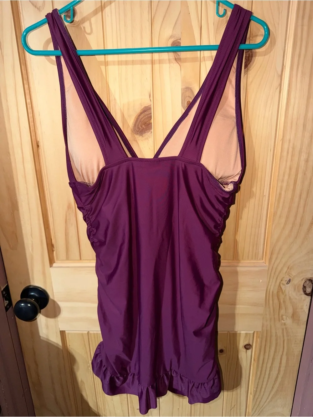J. Crew Plum Ruffle Hem One-Piece Swimdress